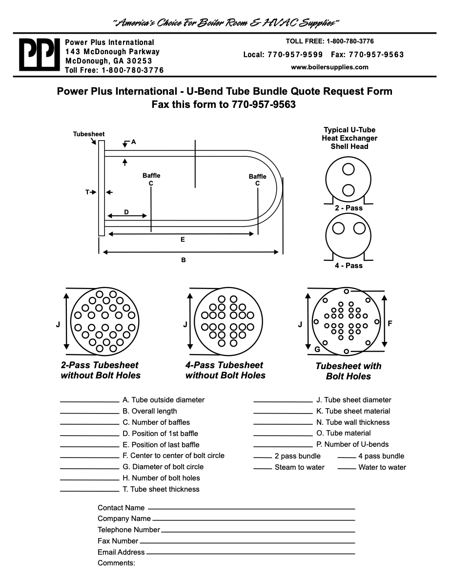 U-Bend Tube Bundle Form